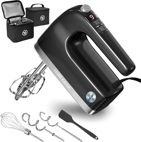 Miniatura 10 de Lord Eagle Batidora de mano digital de 9 velocidades, mezclador de cocina con motor de CC de 500 W para hornear pasteles, batidores de huevos Blanco