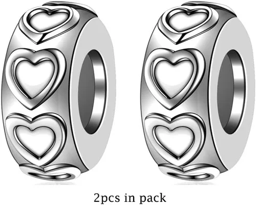Miniatura 3 de GW 2 abalorios espaciadores de plata de ley encantos de seguridad para pulseras DIY