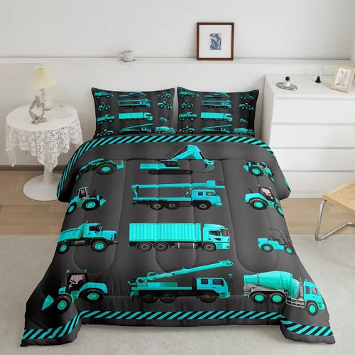 Miniatura 33 de Feelyou Juego de ropa de cama de camión de bomberos, edredón de coche de bomberos y policía para decoración de habitación de niños, tamaño Multi D05