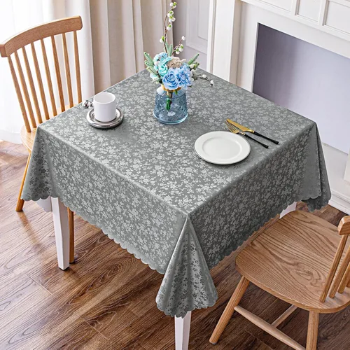 Miniatura 106 de Smiry Mantel cuadrado, mantel de vinilo resistente al agua, lavable, para cocina y comedor (azul bebé, 54 x 54 pulgadas)