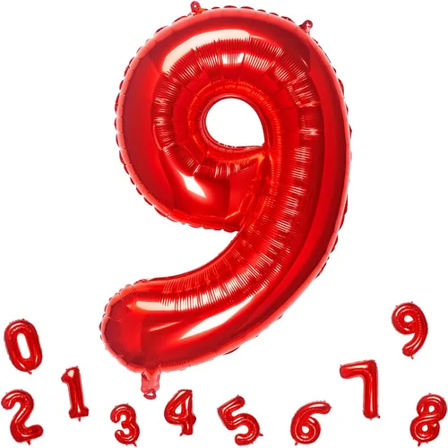Miniatura 8 de Globos rojos de 32 pulgadas con el número 1 de aluminio para decoración de fiesta de cumpleaños (globo rojo número 1)