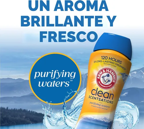 Miniatura 5 de ARM & HAMMER Clean Scentsations Potenciador de Aroma para Lavado, Potenciador de Aroma para Lavandería aroma Purifying Waters, 45 onzas