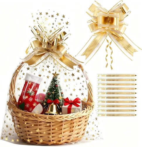 Miniatura 14 de 100 bolsas de regalo de celofán con estampado de estrellas, de 6 x 10 pulgadas, bolsas de regalo de celofán, bolsas de regalo de fiesta, bolsas
