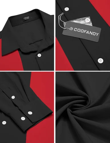 Miniatura 5 de COOFANDY Men's Vintage Bowling Shirt Casual Long Sleeve Button Down Retro Shirt