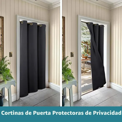 Miniatura 4 de BGment Cortina de puerta para puerta, cortina de armario para armario abierto, cortina opaca de privacidad con ojales con aislamiento térmico, 1