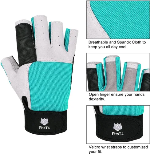 Miniatura 2 de FitsT4 Sports Guantes de vela de 3/4 dedos y agarre, ideales para vela, yate, remo, kayak, pesca, deportes acuáticos para hombres y mujeres