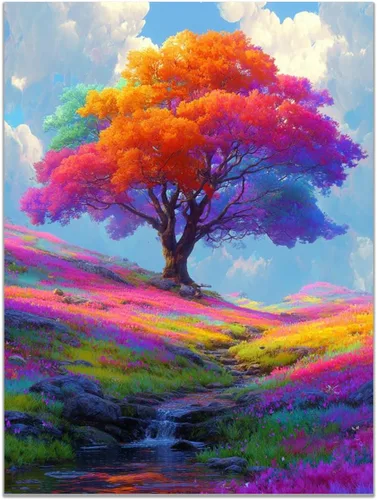 Miniatura 18 de VOCBAN Tree of Life Wall Art The Picture Artwork Canvas Prints Tree Pictures Poster Retro Artwork for Bedroom Living Room Home Decoration(blue blue