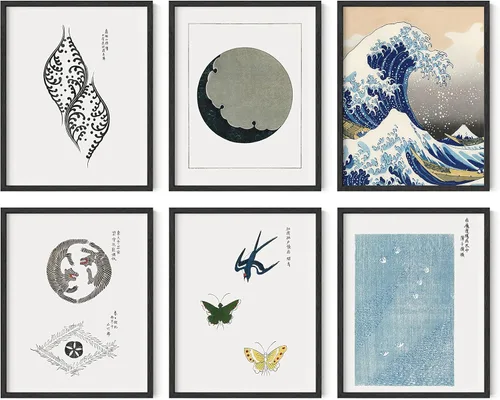 HAUS AND HUES Gallery - Juego de 6 pósteres de arte para pared, vintage, abstracto, bohemio, naturaleza, costero y estético para decoración de Gran