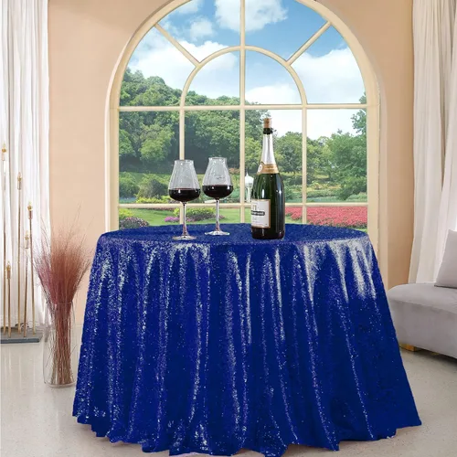 Miniatura 85 de Manteles redondos de lentejuelas negros para fiestas, de 121,9 cm, mantel redondo de purpurina ajustado, pequeño, lindo y dulce, para boda