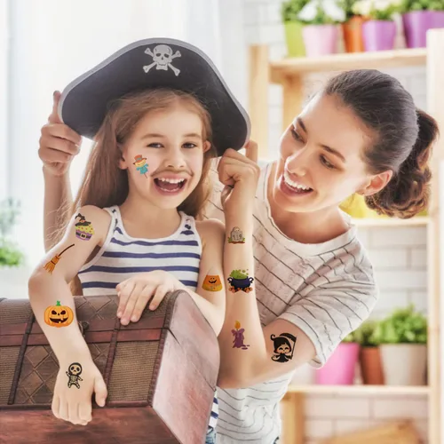 Miniatura 9 de LOMIMOS 120 tatuajes temporales de Halloween, calcomanías extraíbles impermeables para niños y adultos, recuerdos de fiesta, decoración