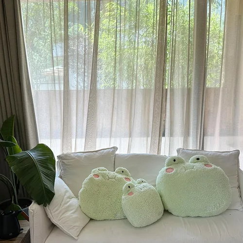 Miniatura 4 de Almohada de felpa de rana, adorable animal de peluche de rana (15 * 14 pulgadas), decoración de cojín para el hogar, almohada para abrazar de felpa