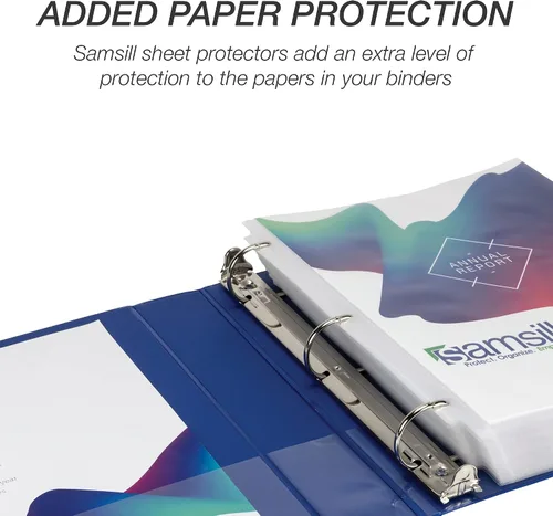 Miniatura 468 de Samsill - Carpeta duradera de 5 pulgadas, fabricada en los Estados Unidos, con anillos en D, transparente y personalizable, color blanco