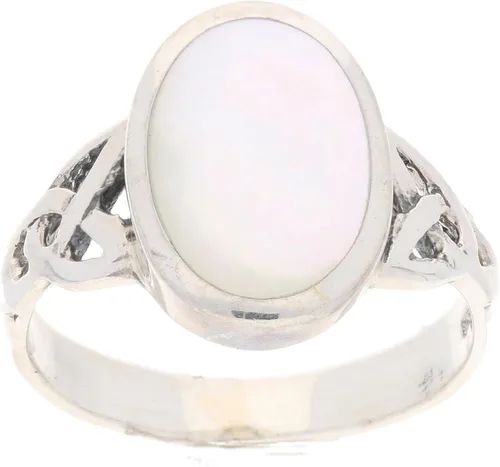 Miniatura 2 de Anillo de plata de ley con incrustaciones de nácar celta (tallas 5, 6, 7, 8, 9, 10)