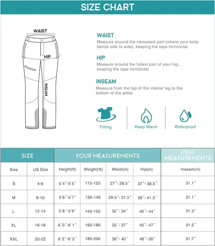 Miniatura 6 de Heathyoga Pantalones de nieve impermeables para mujer, pantalones de snowboard para mujer, pantalones de senderismo para mujer, pantalones cargo