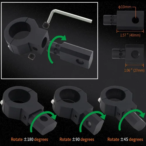 Miniatura 2 de Kits de Abrazaderas de Soporte de Montaje para Barra de Luces LED Mini 360 Grados 0.75" 1" 1.25" 2 Piezas Abrazadera de Tubo de Barra Vertical