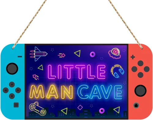 Letrero de cueva de hombre pequeño para niños, consola de juegos, decoración de habitación de niños, astronauta espacial, decoración de pared de