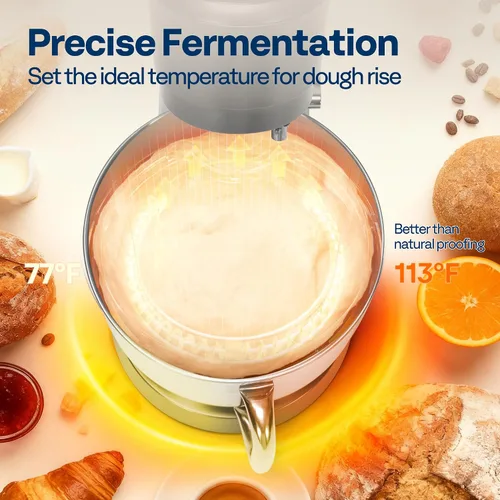 Miniatura 11 de VIVOHOME Batidora de pie con fermentación, preajustes de un toque, batidora eléctrica de masa con tazón de 6 cuartos, batidora de pie de cocina