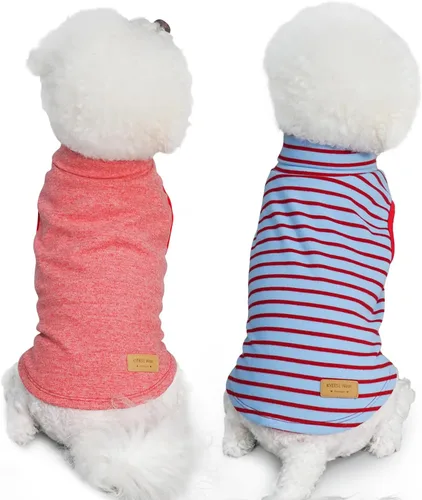 Miniatura 9 de KYEESE Paquete de 2 suéteres para perro, sudadera elástica para perros, ropa suave para mascotas, abrigos cálidos para perros, cuello alto, suéteres