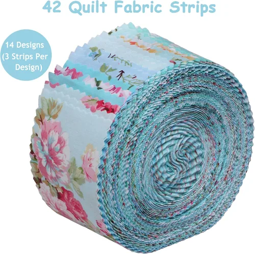 Miniatura 6 de Nodsaw Jelly Roll - Tiras de tela para acolchar, hacer manualidades y coser, 42 tiras de 2.5 x 44 pulgadas, rollos de tela de algodón suave clásico