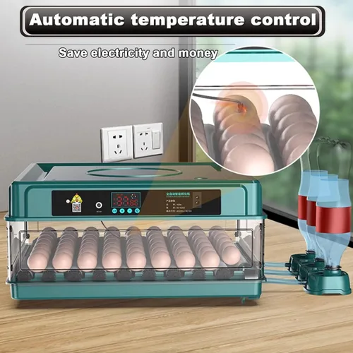 Miniatura 3 de Incubadora de huevos, 120/128 huevos de gallina automática con girador automático de huevos, pantalla digital LED, incubadora de control de humedad