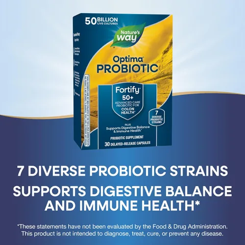 Miniatura 4 de Nature's Way Fortify Optima Optima - Probiótico diario para adultos 50+ 50 mil millones de cultivos vivos, 7 cepas, 30 cápsulas