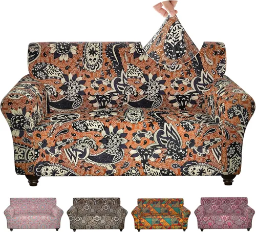 Miniatura 13 de Fundas elásticas para silla, fundas elásticas para sillón de 2 piezas, fundas de sofá lavables con diseño floral para sillón, protector de muebles
