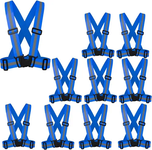 Miniatura 9 de zojo Chalecos de seguridad, paquete de 10 unidades, ligeros, ajustables y elásticos, seguridad y alta visibilidad para correr, trotar, caminar, 10
