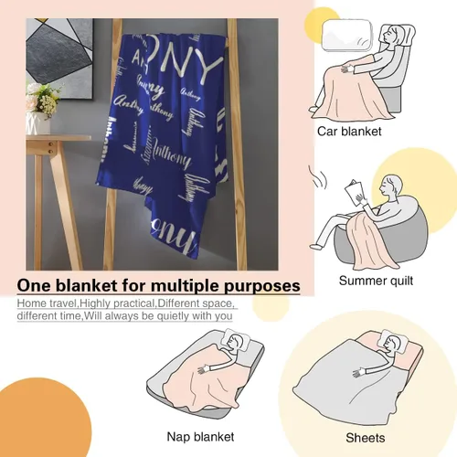 Miniatura 5 de Manta de bebé azul personalizada con nombre para niño, manta de bebé personalizada con nombre que recibe manta floral para bebés, recién nacidos