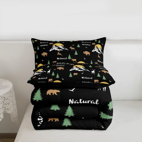 Miniatura 7 de Erosebridal Happy Camping - Edredón tamaño individual para niños, juego de ropa de cama de animales del bosque del bosque para bebés, niños y niñas
