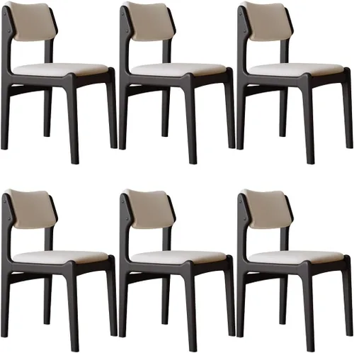 Miniatura 32 de YVYKFZD Wooden Dining Chairs Set, Leather Dining Room Chair with Back, Upholstered Kitchen Chairs, Armless Living Room Chair, for Bedroom Offices