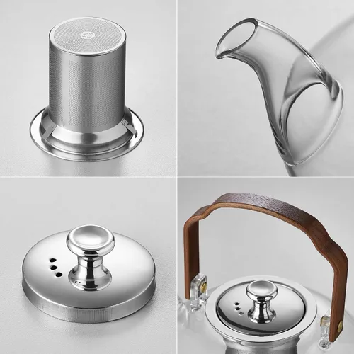 Miniatura 5 de UNBREAKABLE -Tetera de vidrio de 46 onzas con infusor y tapa de acero inoxidable, resistente al calor de vidrio de borosilicato para estufa
