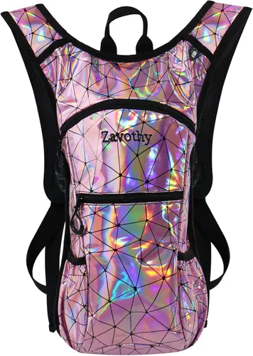 Miniatura 9 de Zavothy Rave Hydration Backpack with 3L Bladder, Colorful Festival Hydration Pack with Side Pockets, Lightweight Water Backpack for EDM, Music