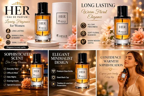 Miniatura 4 de HER Eau de Parfum for Women 3.4 Fl Oz 100ML – Long Lasting Feminine Warm Floral Woody Fragrance – Luxury Ladies Perfume