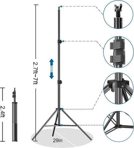 Miniatura 3 de FUDESY Soporte de fondo ajustable de 7 x 10 pies, kit de sistema de soporte de fondo para fotografía y estudio de video con bolsa de transporte