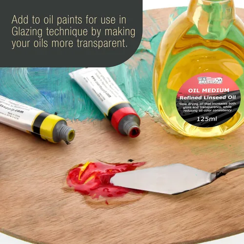 Miniatura 3 de U.S. Art Supply Aceite de linaza refinado, 4.2 fl oz (4.2 oz) medio líquido - Aceite de linaza para madera, soportes de pintura y acabado de madera
