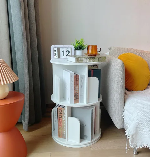 Miniatura 4 de Estantería de madera giratoria Heehee 360 Display, estante de pie con almacenamiento para niños y adultos, organizador multifuncional (blanco