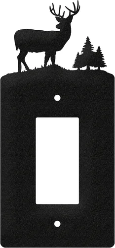 Miniatura 7 de SWEN Products Deer Wildlife - Cubierta para placa de pared (interruptor doble, negro)