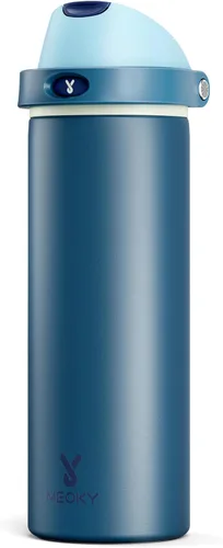 Miniatura 59 de Botella de agua de 24 onzas para el día de San Valentín: Botella de agua de acero inoxidable Meoky con popote y tapa de boquilla, a prueba de fugas