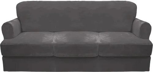 Miniatura 28 de CUCRAF Funda para sofá con cojines de 3 piezas, fundas deslizantes de terciopelo suave y grueso para sofá de la sala de estar, protector de muebles