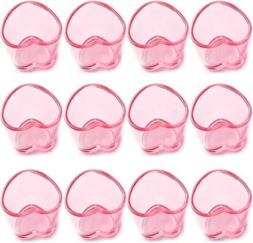Miniatura 7 de Juego de vasos de chupito con forma de corazón, lindo vaso de chupito rosa para accesorios de carrito de bar, 1.5 onzas (6, azul)