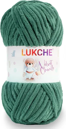 Miniatura 42 de Hilado de chenilla de terciopelo para amigurumi y punto de crochet súper voluminoso 100 gr (69,0 m) (Grosor del hilo 8 mm) (Verde espárrago) 1