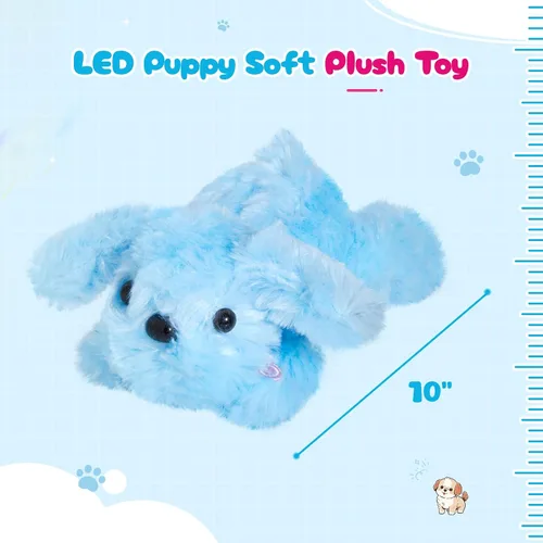 Miniatura 2 de WEWILL Cachorro azul iluminado de 10 pulgadas con luz LED con luz nocturna colorida, juguete de peluche suave, regalo para niños en Navidad