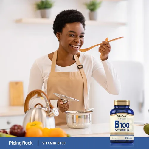Miniatura 6 de Piping Rock Complejo de vitamina B-100 100 cápsulas Vitaminas B12, B1, B2, B6 Suplemento sin OMG, sin gluten