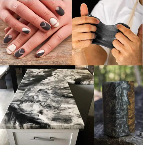 Miniatura 6 de SEISSO Polvo de mica – 3.5 oz/100 g de resina epoxi natural de color negro plateado pigmento en polvo para hacer jabón, slime, uñas, pintura