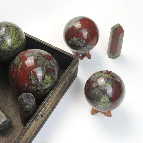 Miniatura 3 de Esfera de piedra de sangre de dragón natural de 2.559 in con soporte de madera, bola de cristal curativo, piedra preciosa mineral, adivinación