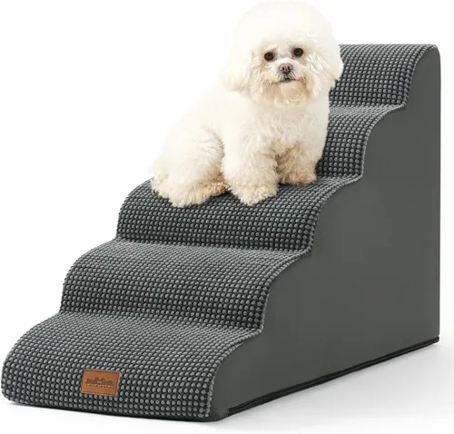 Miniatura 12 de COZY KISS Escaleras anchas para perros pequeños de 15.7 pulgadas de alto, escalón para mascotas para cachorros, gatos mayores, rampa curva