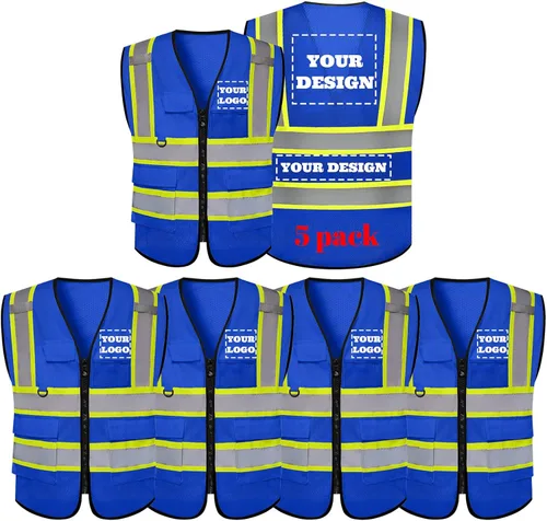 Miniatura 16 de Chaleco de seguridad reflectante de alta visibilidad con 5 bolsillos y cremallera clase 2 para adultos, unisex, ropa de trabajo de seguridad
