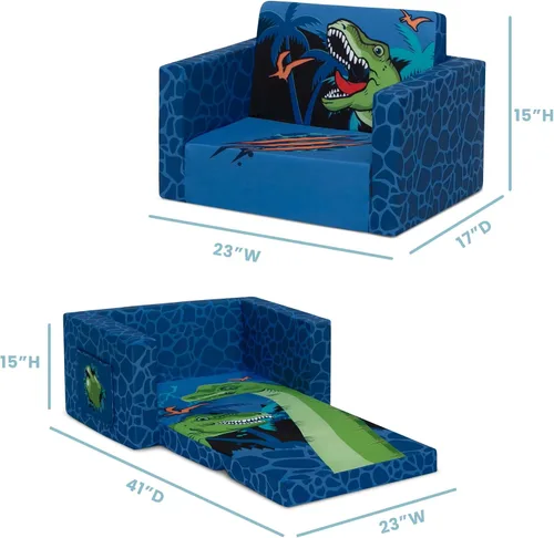 Miniatura 3 de Delta Children Dinosaur Cozee Silla Plegable para Relajarse - Convertible 2 en 1, Ligera y Portátil, de Silla a Tumbona para Niños Pequeños y Niños