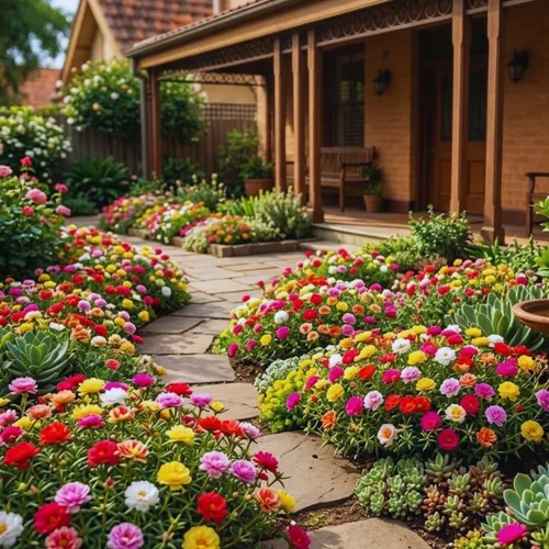 Miniatura 4 de Mezcle plantas de rosas de musgo vivas, de 3 a 5 pulgadas de alto, plantas Portulaca de rosa musgo, planta de cobertura del suelo para jardín