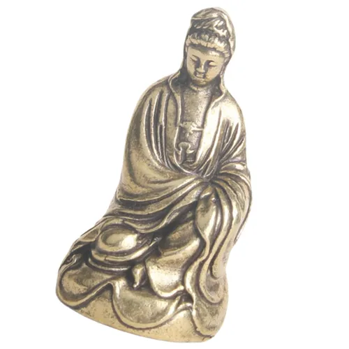 Mobestech Estatua de latón de estilo retro, decoración de Buda, arte vintage, ahorro de espacio, figura de mesa